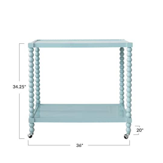 Hello Honey® Blue Rubberwood 2-Tier Bar Cart on Wheels, Blue